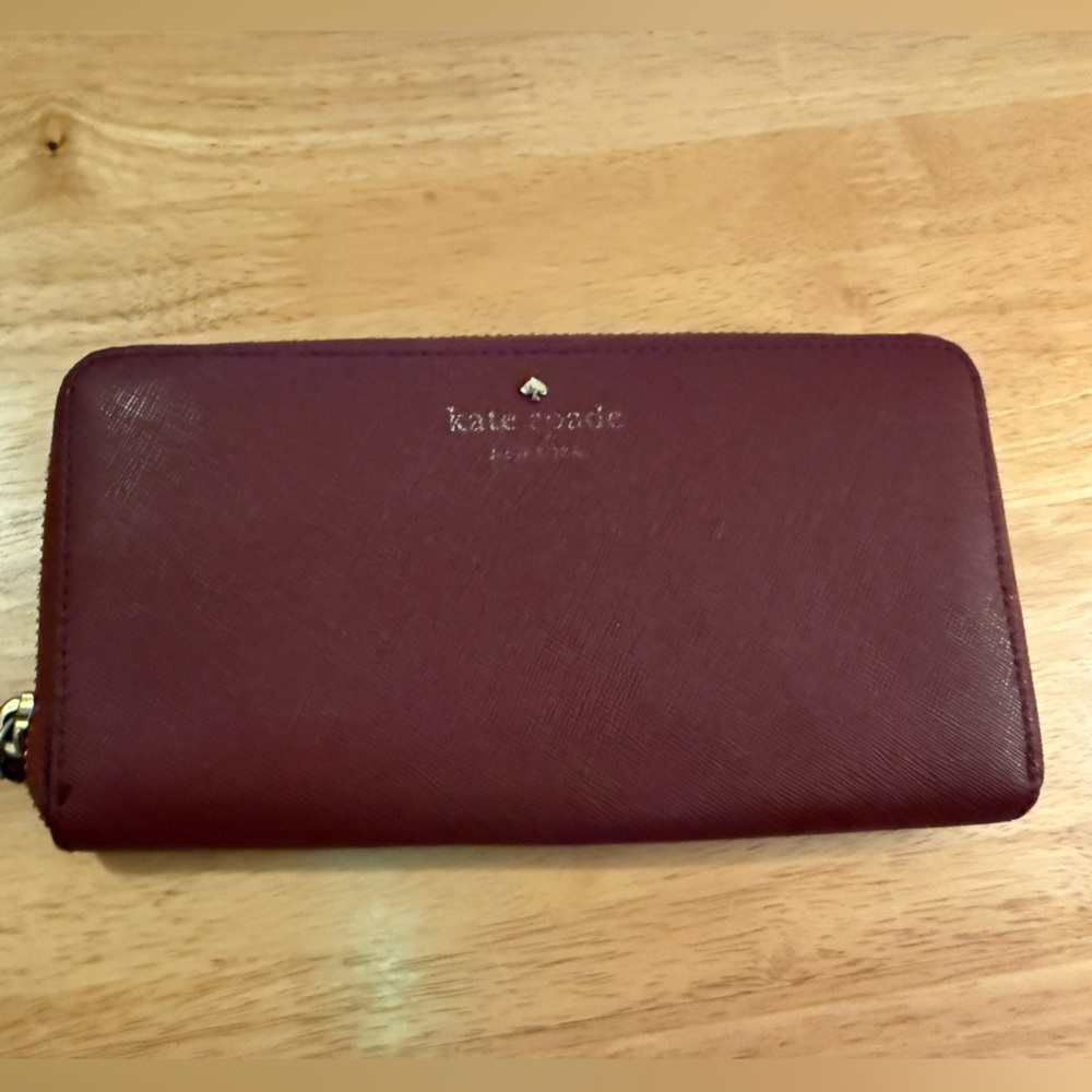 kate spade Saffiano Zip-Around Wallet in Deep Wine